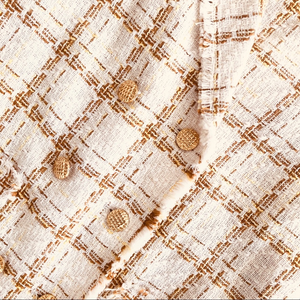 NWT Zara Tweed Blazer Style Cream Dress - Picture 13 of 15